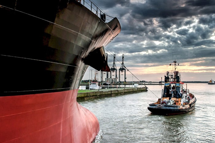 Offshore support vessel at sea